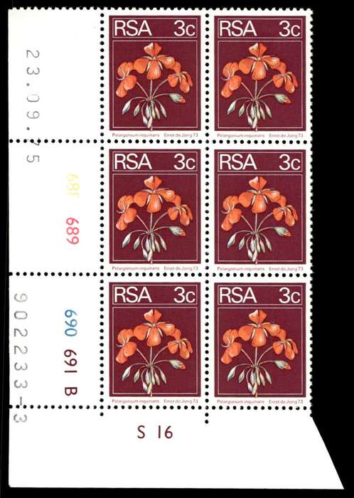 RSA 1975/09/23 2nd Definitive issue 3c Control Blocks Pane B
