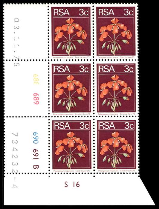 RSA 1975/11/03 2nd Definitive issue 3c Control Blocks Pane B
