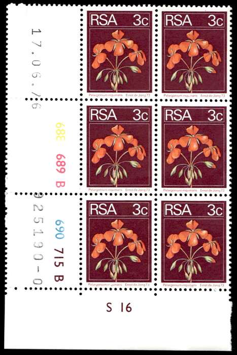 RSA 1976/06/17 2nd Definitive issue 3c Control Blocks Pane B