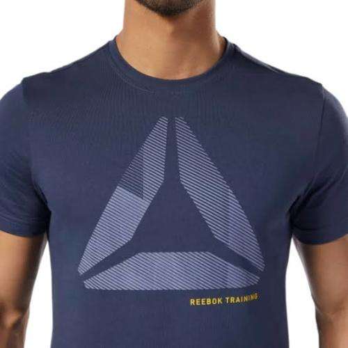 REEBOK Men`s Graphic Series One Training Shift Blur T-shirt Heritage Navy EC2085 - Size Medium