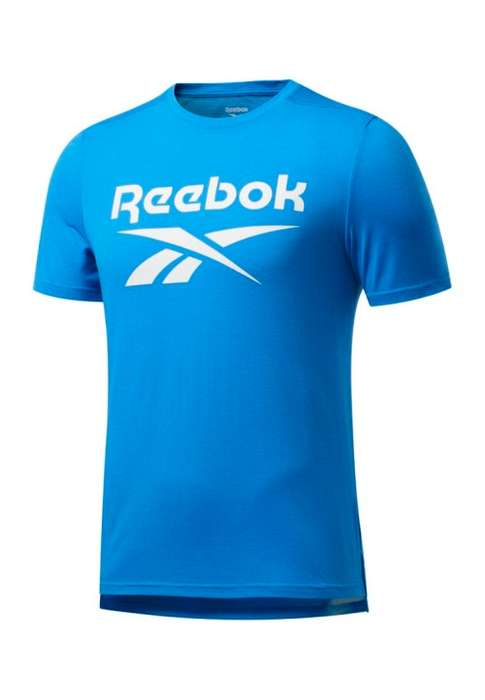 REEBOK Men`s GS Stacked Tee Horizon Blue EW3850 - Size Medium