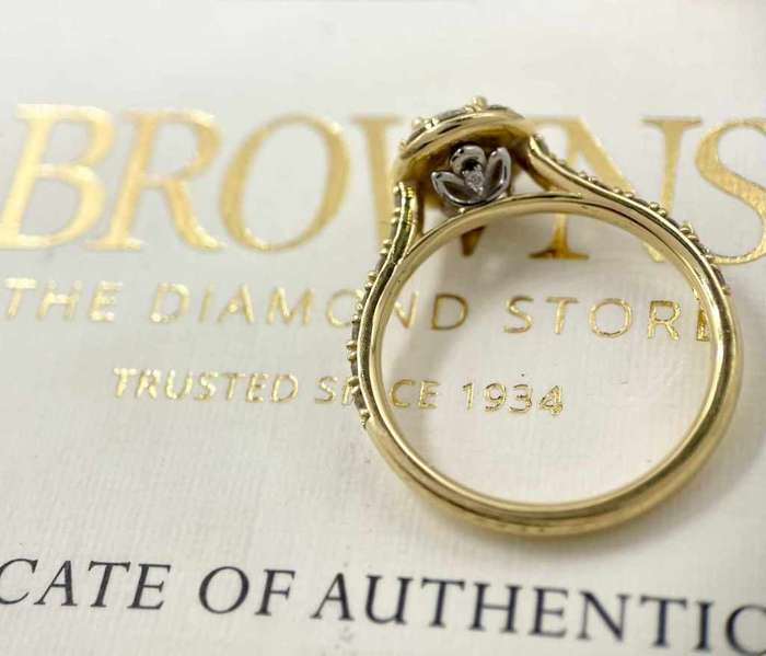 Browns 18ct Yellow Gold 0.31ct Diamond Halo Ring - Evaluation R58000