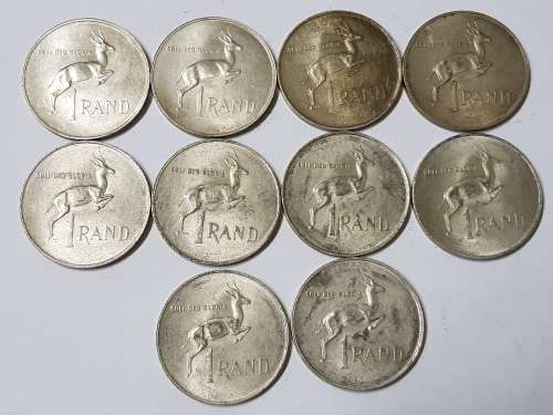 SOUTH AFRICAN ONE RAND COINS,1967