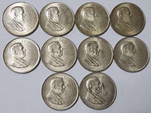 SOUTH AFRICAN ONE RAND COINS,1967