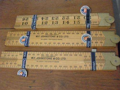 3 X RABONE & CHESTERMAN 4 FOLD BOXWOOD AND BRASS RULERS
