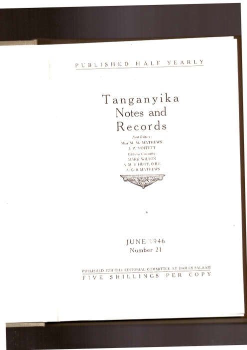 Tanganyika Notes and Records - June 1946 (East Africa)