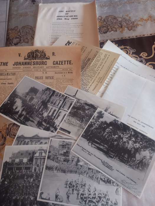 The Battle of Johannesburg 29th May 1900, facsimile reproductions in large envelop