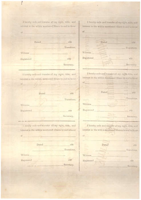 Share Certificate in the African Brick Company Limited, 1889