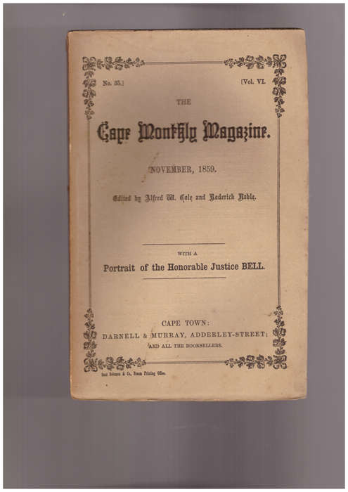 The Cape Monthly Magazine - November 1859