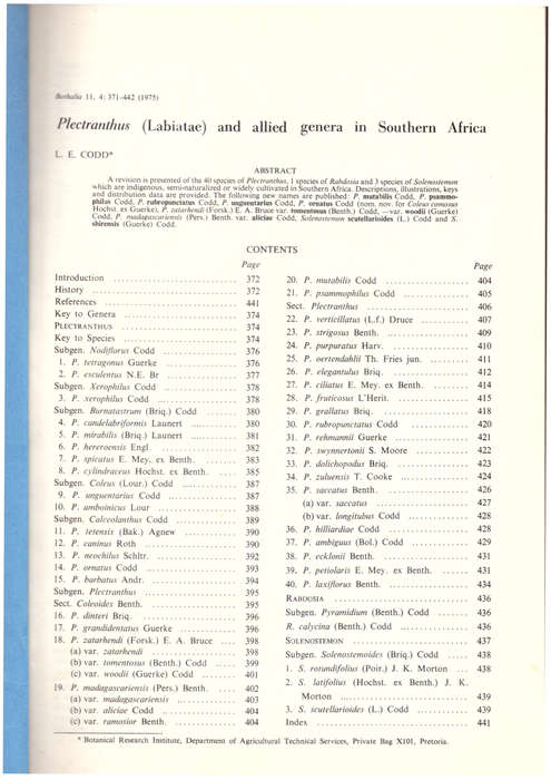 Plectranthus (Labiatae) and allied genera in Southern Africa (SIGNED)