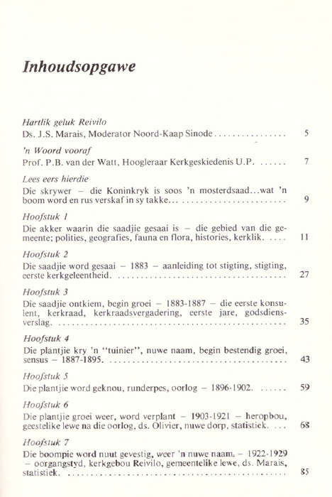 Kerkwees op die Ghaapse Berg Reivilo 1883-1983