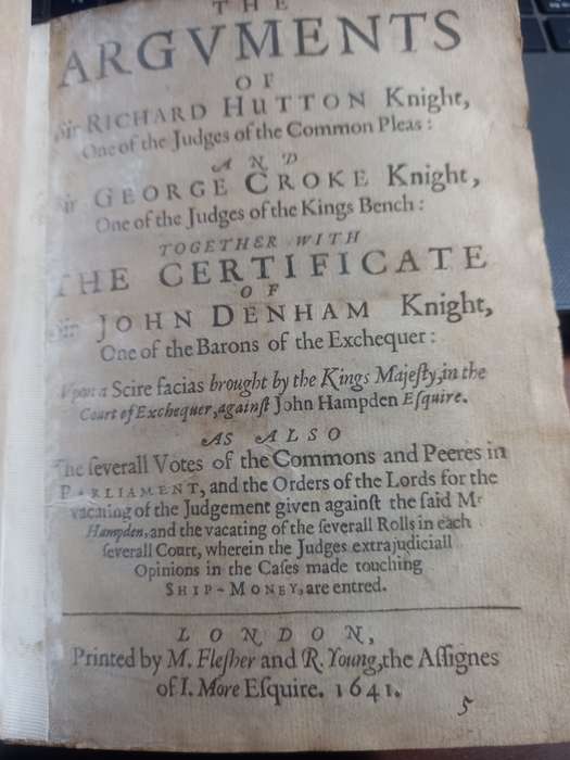 The Argvments of Sir Hutton Knight, and Sir George Croke Knight ...1641