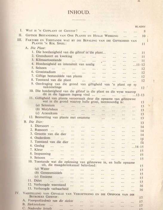 Vergiftiging van Mens en Dier, met Gifplante, voedsel en Drinkwater,  (Douw G. Steyn)