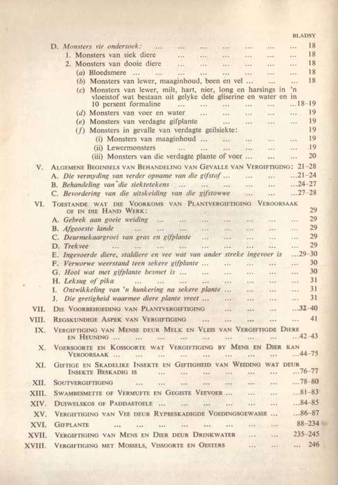 Vergiftiging van Mens en Dier, met Gifplante, voedsel en Drinkwater,  (Douw G. Steyn)