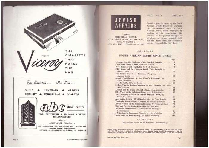 Jewish Affairs - 1910-1960, South African Jewry in 50 years of Union - Special Festival Issue
