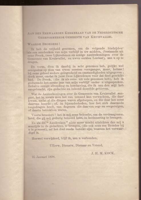 De Ned. Gereformeerde Gemeente van Kruisvallei (1898) -uitgewer F.D. du Toit Paarl, skaars