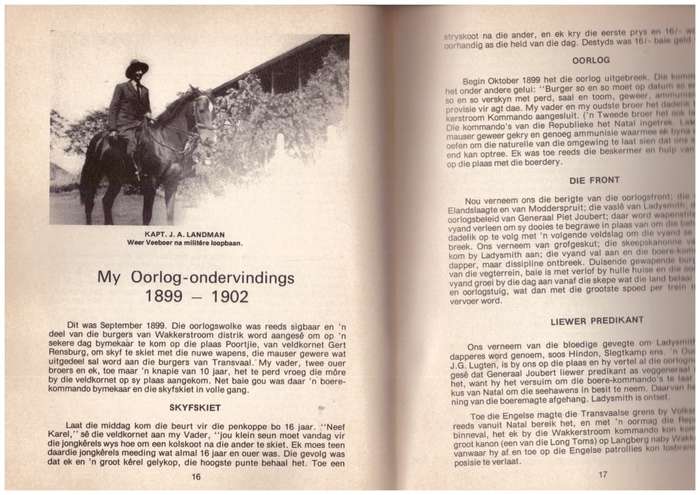 Uit die verlede en ons segoed,  (Kapt. J.A. Landman)