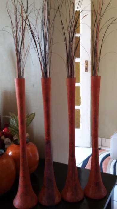 4x Very Tall Orange Vases