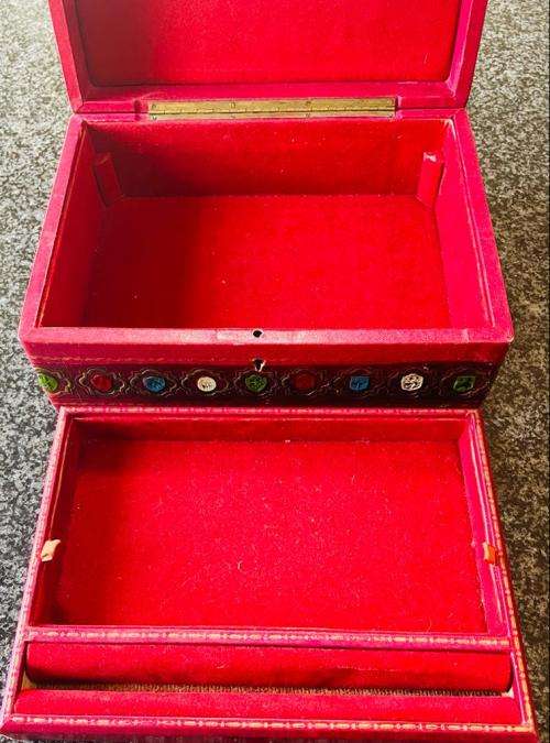 Italian Red Leather Jewellery Box