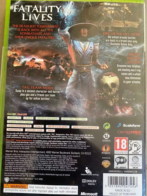 Nice condition XBOX 360 Mortal Combat
