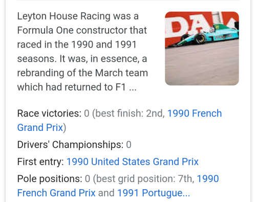 F1 Formula1 Leyton.House Judd GC 891 Driver Gugelman Onyx model