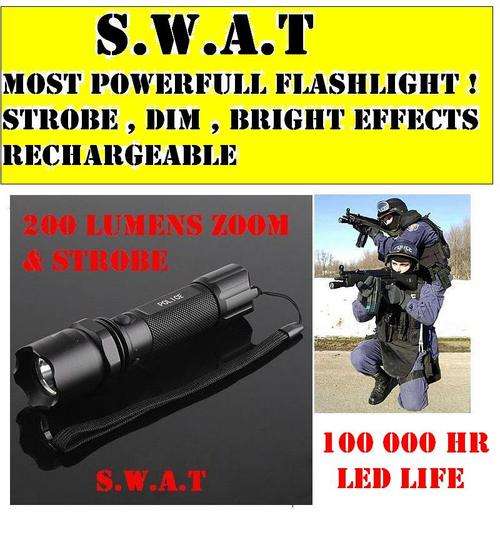 RED HOT SPECIAL CREE 200 LUMENS SWATT TACTICLE TORCH RECHARGEABLE