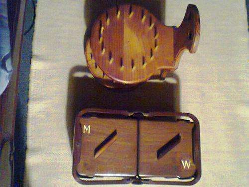 This is a very rare OLD VINTAGE Beutiful SEWING BOX With IVORY inlayed initials M. W.Unusal Handel's