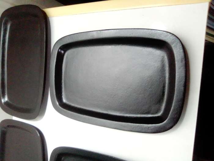 4 Vintage Cast iron Stake plates pre-seasoned and in good used condition.