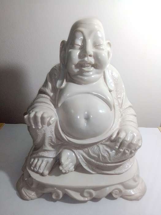 Large Detailed Antique Heavy Buddha Statue 335mm Tall Crushed Marble Light