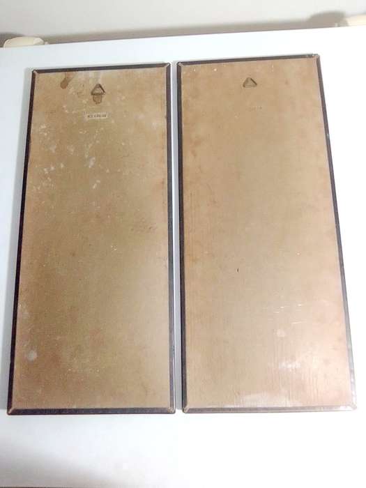 2 x 1960`s Vintage Copper panel wall hangings of Decanter/Quill-pen/inkwell. Made in Holland.