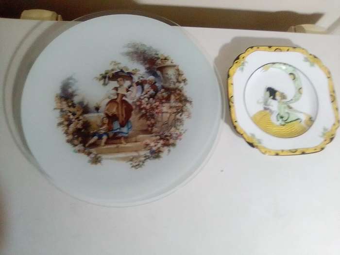 Rare Plate`s. A Melba Ware Dolly Varden plate. Circa 1925  and a Romantic Decor Floral Plate Retro