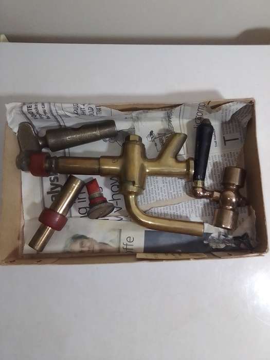 Old Vintage Wine Barrel taps. Bronze giant wine barrel faucet + a Inline, a Drain and release plug.