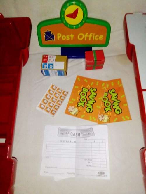 2 x Red Toy Post Office Royal Mail Money Banks. Size: Big one 35cm , Small one 20cm Tall.
