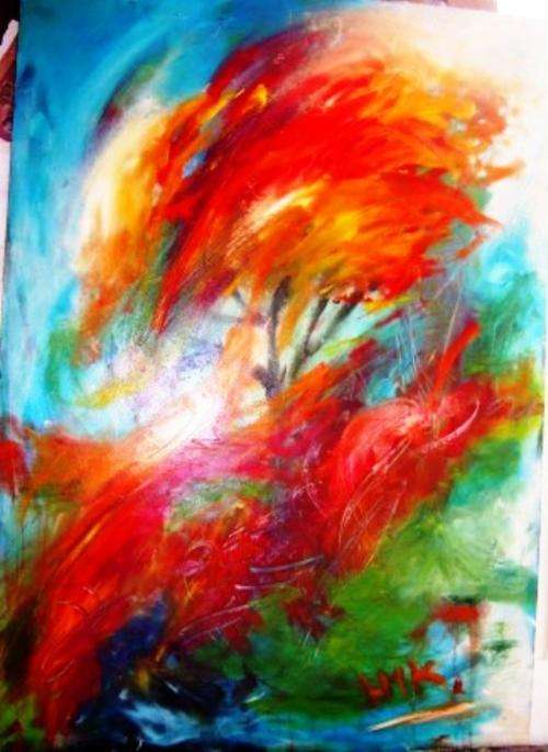 Fire. abstraction.[ Burning Bush] Not Framed.  Oils  **  new