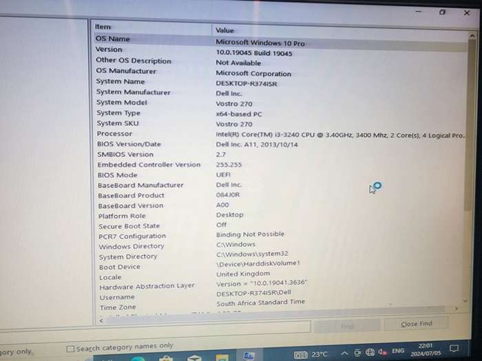Dell Vostro 270 Desktop PC complete with monitor, keyboard and mouse
