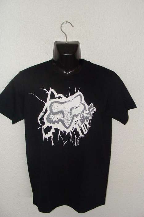 Mens Fox T Shirt Large 100% Cotton Black