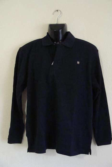 Mens Burberry Long Sleeve Golf T Shirt Medium - Navy Blue