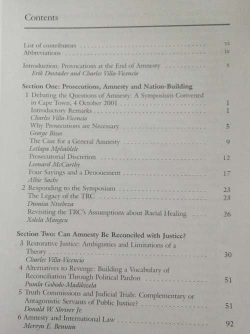The Provocations of AMNESTY. Memory, Justice and Impunity
