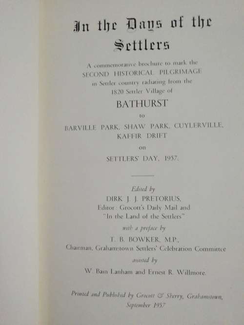 In The Days of the Settlers / Dirk J. J. Pretorius