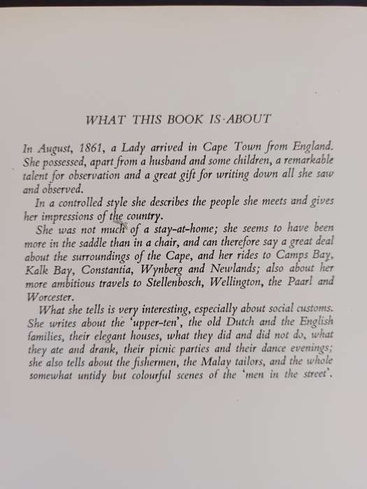 Life at the CAPE A HUNDRED YEARS AGO By a Lady