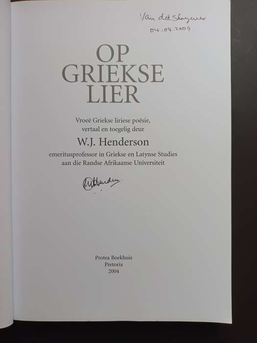 OP GRIEKSE LIER / W.J. HENDERSON