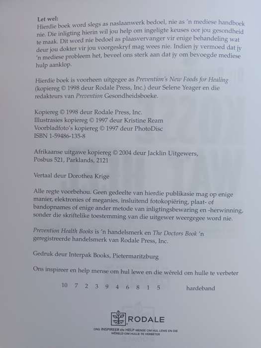 Die Doktersboek Van Kosse Wat Heel deur Selene Yeager en die redakteurs van Prevention Health Books