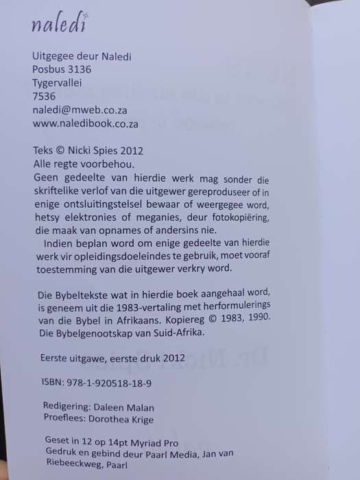 Seks: Nou wat is die eintlike storie? intimiteit in ons verhoudings / Dr. Nicki Spies