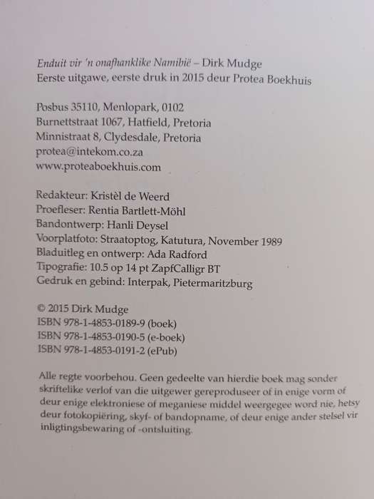 Enduit vir `n onafhanklike Namibie / Dirk Mudge