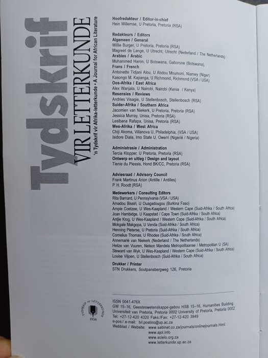 Tydskrif vir Letterkunde - 52 (2) 2015  Vierde reeks