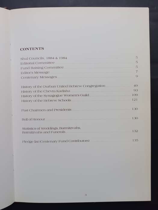 The Durban United Hebrew Congregation Centenary 1884-1984