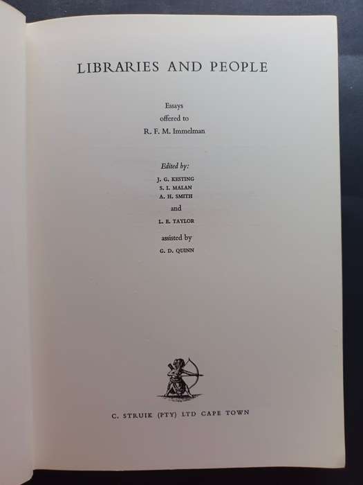 Libraries and People / Biblioteke en Mense : R. F. M. Immelman (Limited Edition)
