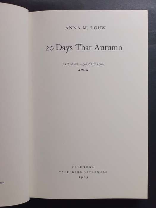 20 Days that autumn / Anna M.Louw