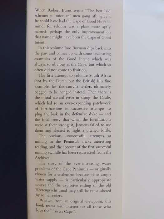 The Cape of Good Intent / Jose Burman (1st Published 1969)