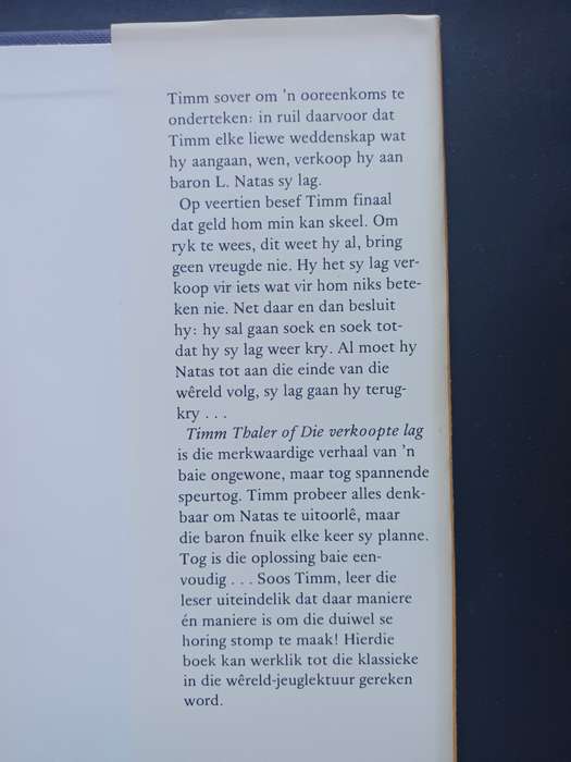 Timm Thaler of Die Verkoopte Lag / James Kruss en vertaal deur W.O.Kuhne
